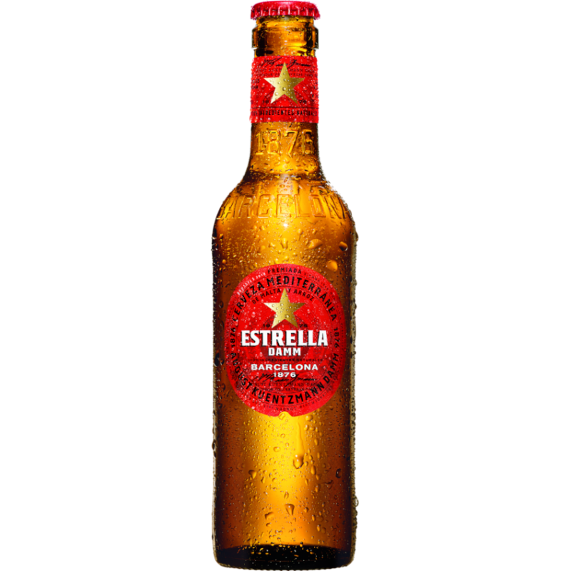 Empty Estrella Damm N.A. Beer can; 330ml/11.2 fl oz; 2019 Ed Spain 0,0% Alc. 